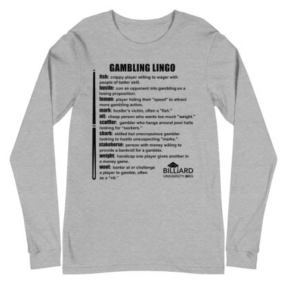 "Gambling Lingo" pool and billiard long-sleeve T-shirt
